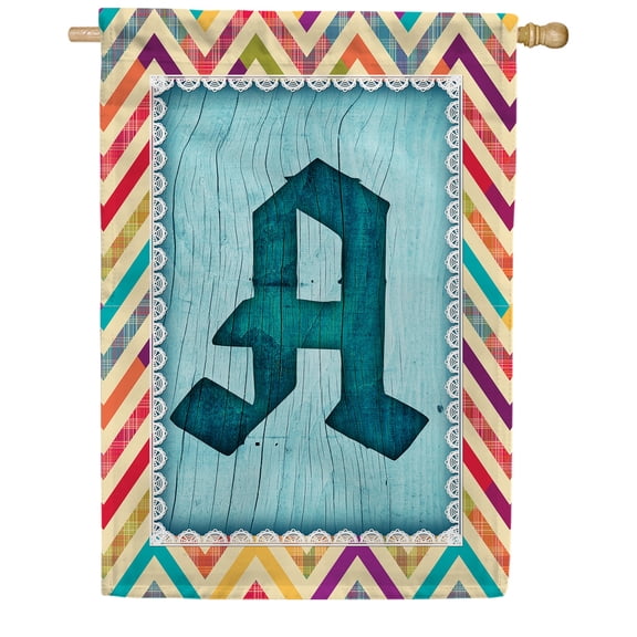 America Forever Monogram A House Flag, 28 x 40 inch Double Sided, Colorful Chevron Letter A Flag, Initial Decorative Outdoor Yard Art, Personalized Gift, Summer Spring Home Decor