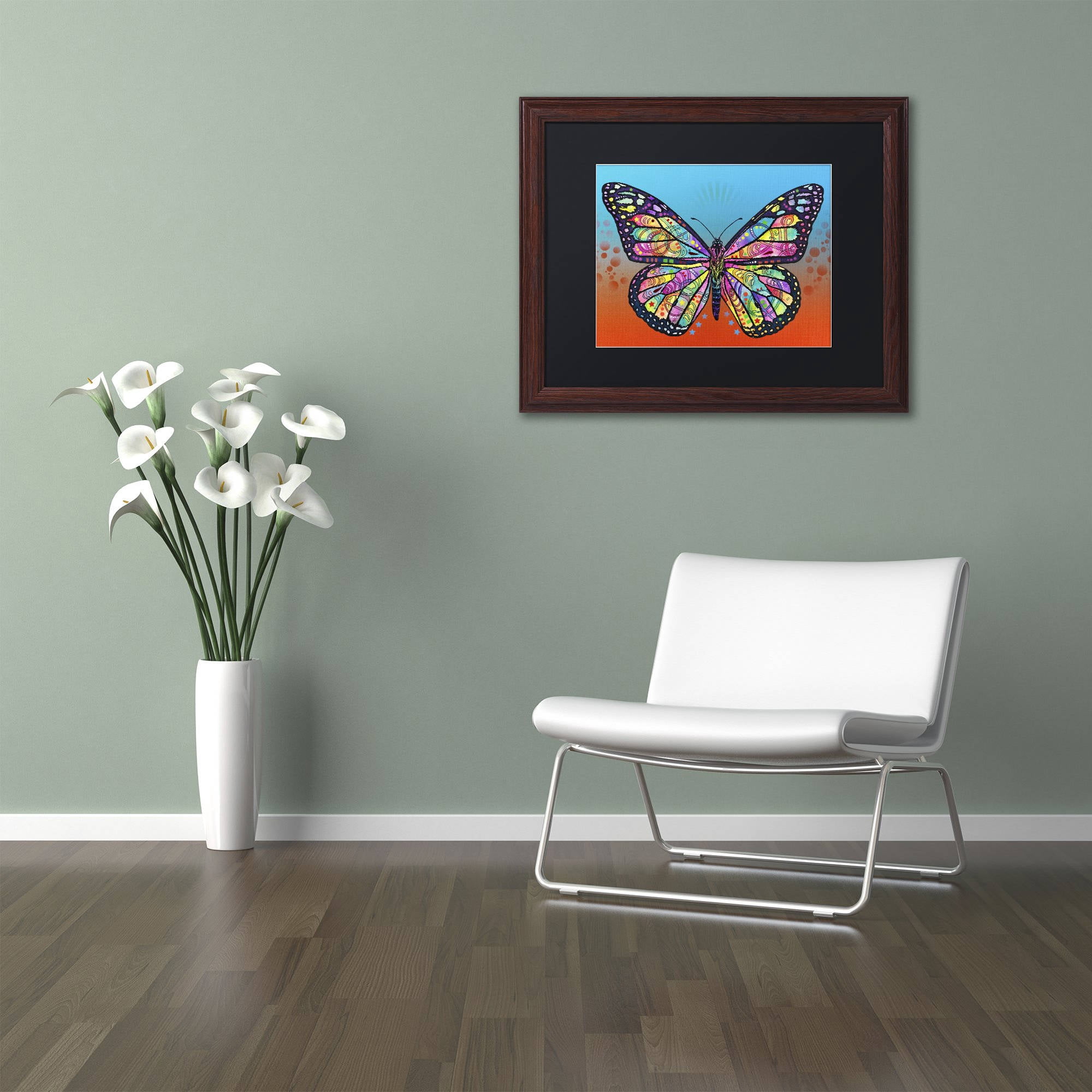 Trademark Fine Art 'Butterfly' Canvas Art by Dean Russo, Black Matte, Wood Frame