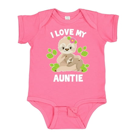 

Inktastic Cute Sloth I Love My Auntie with Green Leaves Gift Baby Boy or Baby Girl Bodysuit