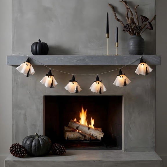 6FT Light up Halloween Decorations - 6PCS Witch Ghost Garland with LED Lights, Perfect for Haunted House, Fireplace, Porch, Mantel Indoor & Outdoor