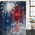 thumbnail image 2 of Anniversary USA Flag Bathroom Shower Curtains with 12 Hooks Polyester Waterproof Shower Curtain for Stalls and Bathtubs American Blue Red Fireworks Decorative Bathroom Privacy Curtain 36x78 Inches, 2 of 9