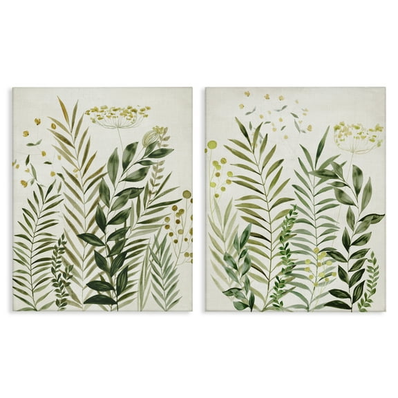 Stupell Industries Varied Leaves & Fronds Plants & Flowers Painting Wrapped Canvas Art Print Wall Art, 16 x 20, Set of 2