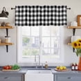 thumbnail image 4 of Black White Plaid Valances for Windows, Gradient Geometric Buffalo Checkered Light Filtering Kitchen Curtains, Rod Pocket Window Valance Curtains for Living Room Bedroom, 60" W x 18" L, 2 Panels, 4 of 9