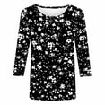 thumbnail image 5 of CYMMPU Floral Printed 3/4 Sleeve Crew Neck Summer Trendy Shirts Blouses for Women Dressy Casual Loose Fit Spring Tops T-Shirts Lightweight Basic Tees Multicolor XXXXXL, 5 of 5