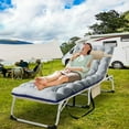 thumbnail image 5 of ABORON Folding Camping Cot Tanning Chair with Mattress & Pillow, Adjustable 5-Position Reclining Folding Chaise Lounge Chair with Face & Arm Holes for Camping Outdoor Beach Pool, 5 of 12