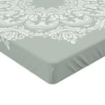 thumbnail image 2 of Ambesonne Orient Fitted Sheet, Damask Floral Motifs, Twin Size, Green White, 2 of 3