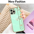 thumbnail image 4 of Compatible with iPhone 14 Pro Max Case for Women Girls,Soft TPU Cute Love Heart Plating Electroplate Wristband Bumper Holder Bling Case Slim Anti-Scratch Shockproof Luxury Case(Elegant Green), 4 of 13