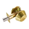 thumbnail image 3 of Cerradura de puerta con cerrojo de seguridad, perilla de puerta redonda, interior y exterior, de acero inoxidable, cilindro único con llaves para la Oro, 3 of 8