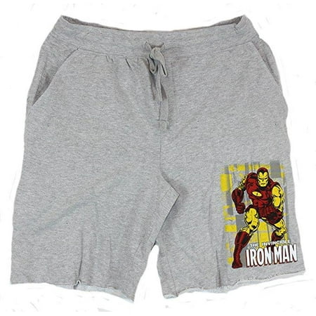 Mens 22 Inch Shorts Charcoal - Iron Man (Marvel Comics)Wal Bustin Men's 22 Inch Jam Shorts French Terry Shor...