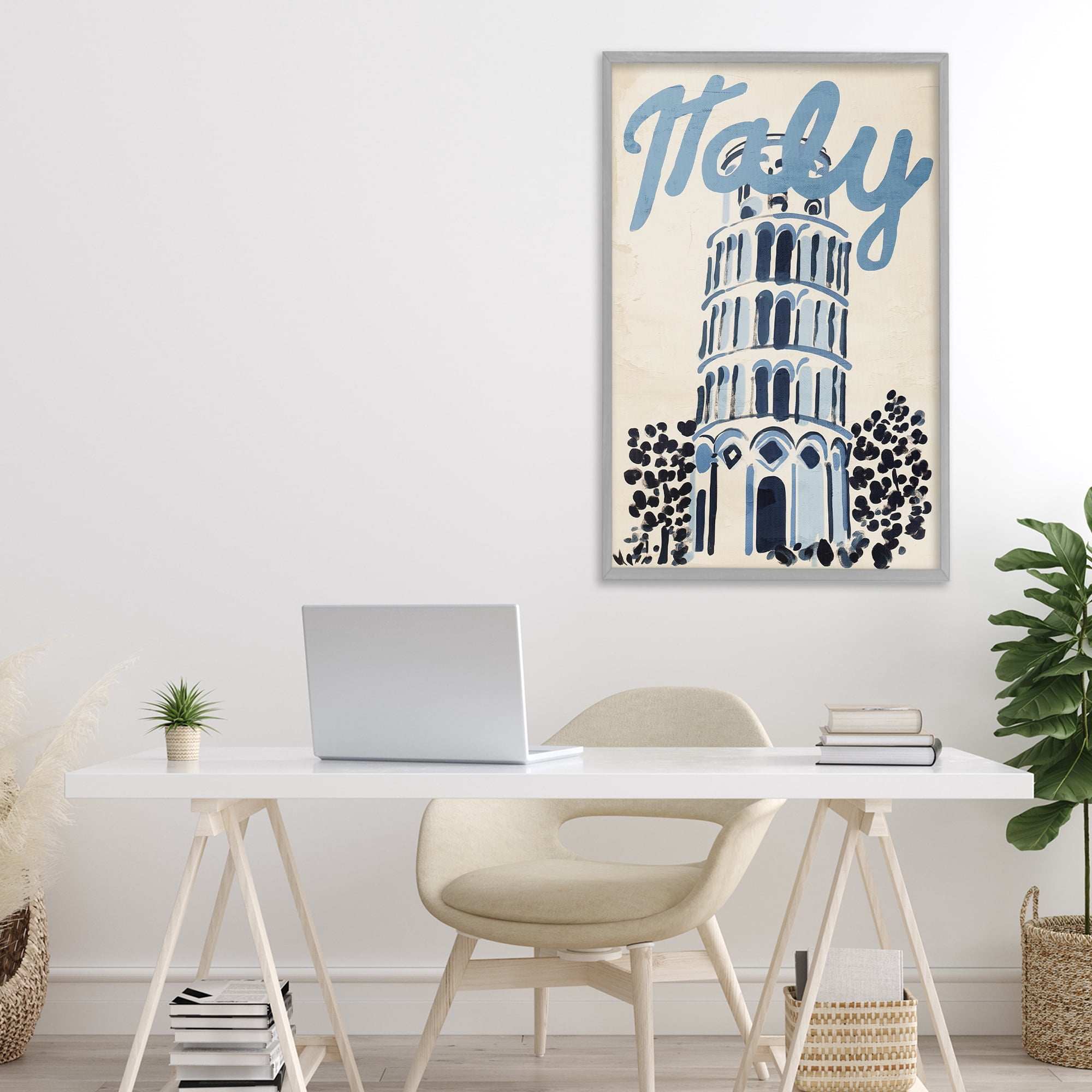 Stupell Industries Blue & Beige Italy Travel Gray Framed Giclee Art, design by Annabelle Hall