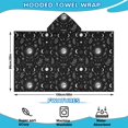 thumbnail image 2 of Black White Gothic Moon Flower Leaf Pattern Hooded Bath Towel，60"x35" for Ages 3 To 12 Kids, Quick Dry Lightweight Soft Microfiber Hood Beach Towel Cover Up for Kids, 2 of 7