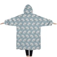 thumbnail image 2 of Oversized Wearable Blanket Hoodie,Blue Cartoon Unicorn Pattern Sherpa Blanket Hoodie with Super Pockets,Super Warm Fuzzy Pullover for Women & Men, 2 of 6