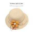 thumbnail image 3 of EnJoCho Kids Little Girls Cartoon Flower Sunshade Hat Straw Beach Sun Hat Straw Bag with 3D Plush Flower Children Summer Accessories, 3 of 4