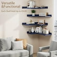 thumbnail image 4 of 4 Tier Floating Shelves - Navy Blue Set of 4, Rustic Pine Wooden L Shaped Corner Wall Shelf for Wall Decor Storage, Bedroom, Living Room, Bathroom, Kitchen, 4 of 11