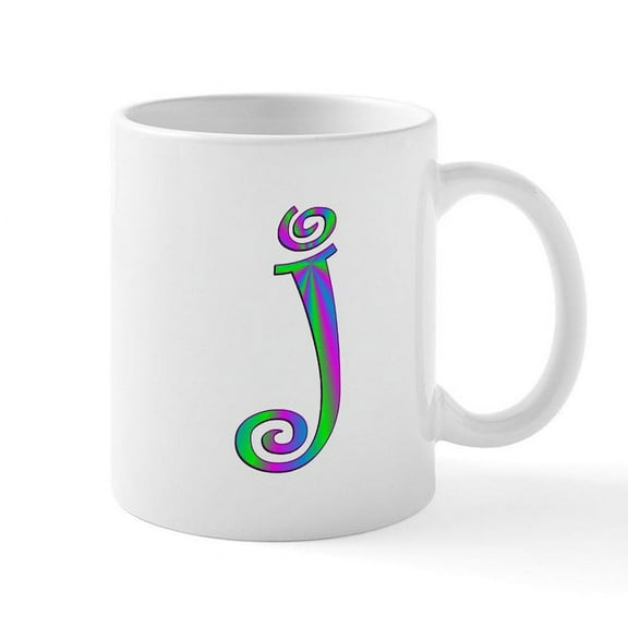 CafePress - J Monogram Mug - 11 oz Ceramic Mug - Novelty Coffee Tea Cup