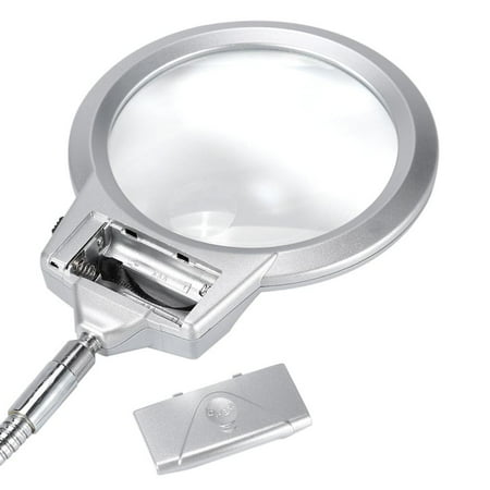 Qiilu Large Lens Table Top Desk Lamp Lighted Magnifier Magnifying