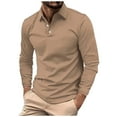 thumbnail image 1 of Hiiyo Men's Polo Shirt Solid Color Long Sleeve T-Shirt Versatile Pullover T-Shirt, 1 of 7