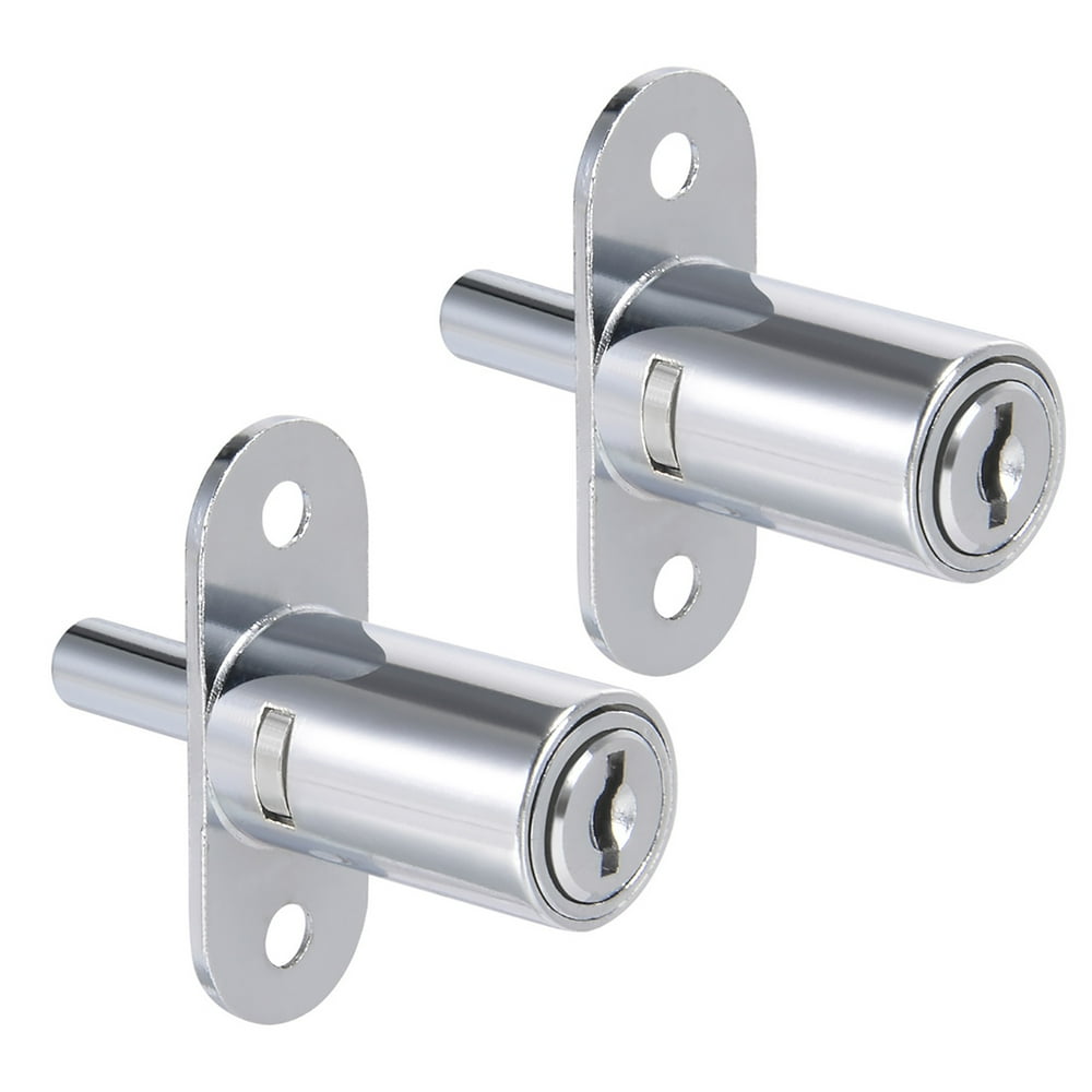 Push Plunger Lock 19mm x 32mm Cylinder Zinc Alloy Keyed Different 2Pcs