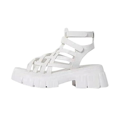 

LIANGP Women s Sandals Fashion Women s Casual Shoes Breathable Thick-soled Outdoor Leisure Sandals Women s Shoes White Size 9