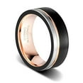 thumbnail image 2 of Wedding Rings Men or Women 8mm Black Gray & Rose Gold Tungsten Wedding Band, 2 of 4
