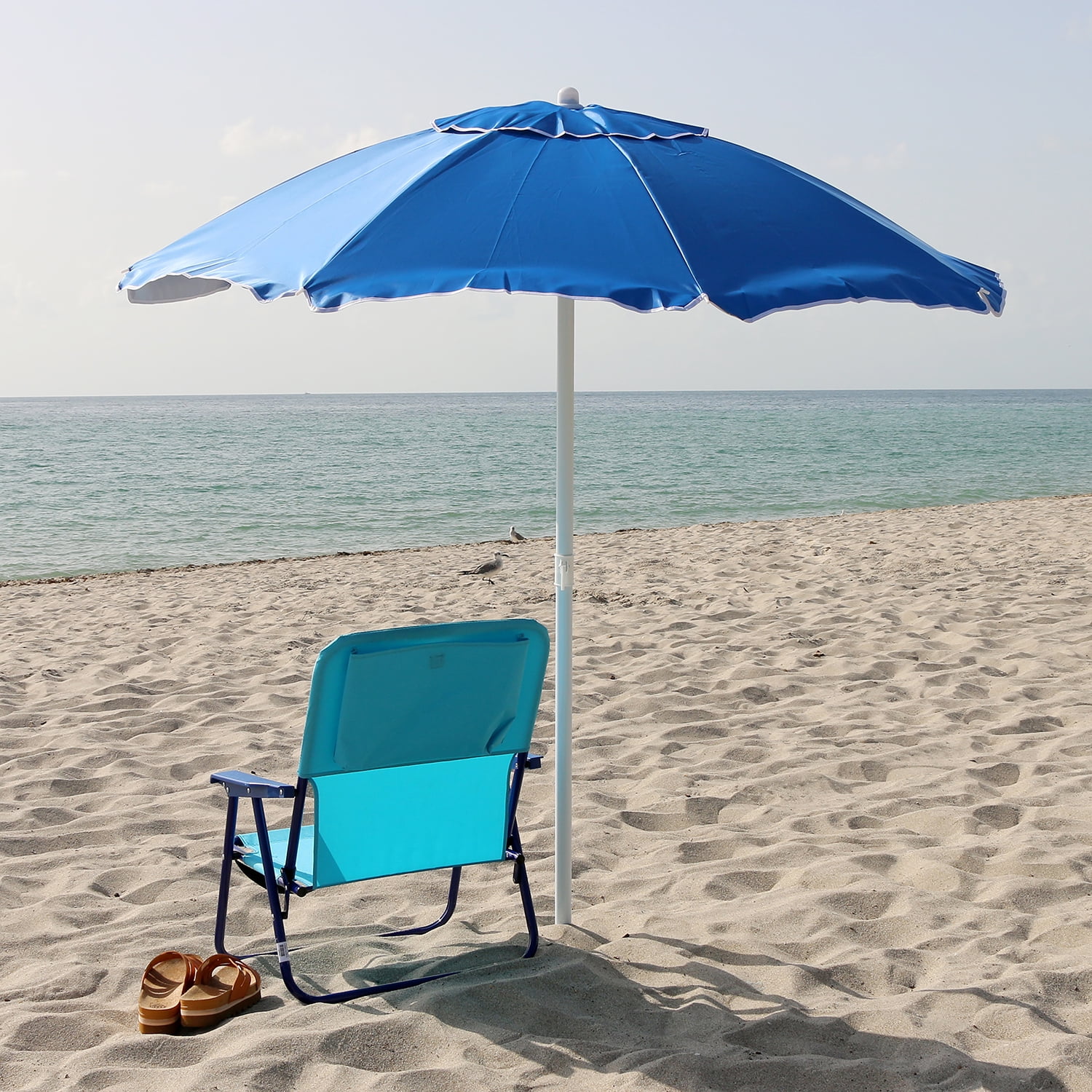 Seasonal Supply Co. 6' Blue Hexagon Beach Umbrella