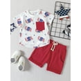 thumbnail image 2 of Bagilaanoe 4th of July Clothes for Toddler Baby Boys Short Sleeve Letter Print T-Shirts Tops + Shorts 6M 12M 18M 24M 3T Kids Independence Day Outfits 2pcs Short Pants Set, 2 of 9
