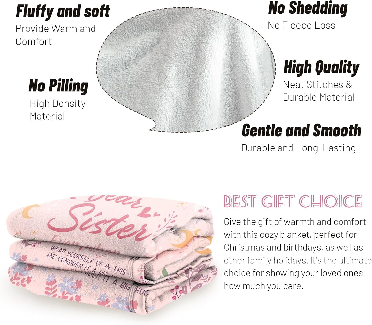 Sister Gifts Blanket, Sisters Gifts from Sister on Mother's Day, Blanket Present for Sisters on Valentine's Day, Happy Birthday Sister, to My Sister Gift Throw Blanket