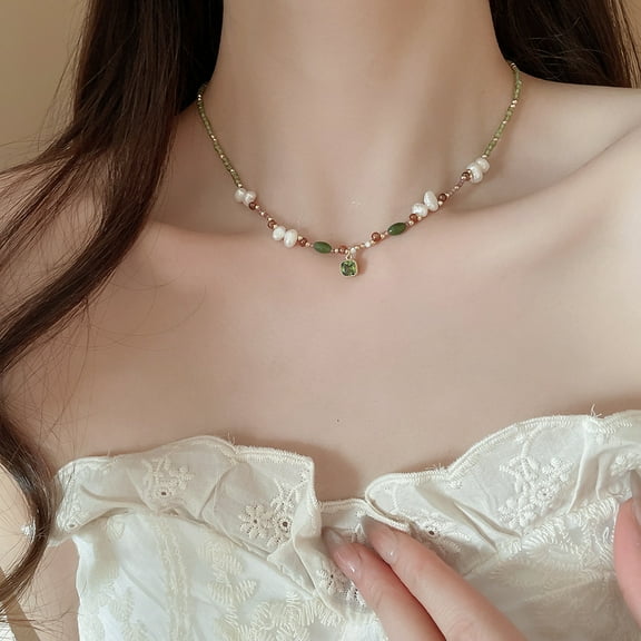 18k real gold electroplated zircon freshwater pearl necklace 2025 new all-match clavicle chain light luxury high-end necklace