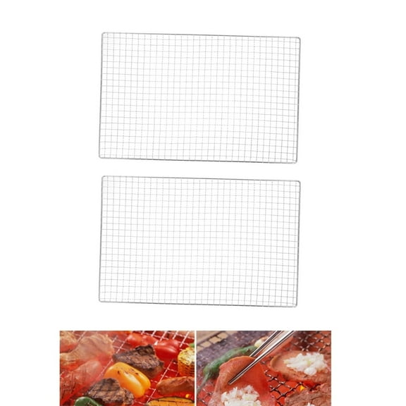 2Pack Barbecue Mesh Mat,11.8x15.8In Outdoor Grill Baking Rack for Camping,Grill Grate Grid Replacement Net for Ourdoor Picnic,BBQ
