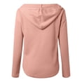 thumbnail image 4 of Women's V Neck Hoodies Long Sleeve Sweatshirt Drawstring Pullover Tops With Pocket Snap Hoodie Women Zippe Tunic Fall Clothes Women Athletic Womens Sweatshirt Hooded Zip up Sweatshirt Women Hooded Top, 4 of 4
