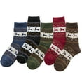 thumbnail image 2 of Luxalzxs 5 Pairs Wool Socks for Women Vintage Christmas Socks Winter Soft Warm Cold Knit Crew Socks, 2 of 5