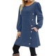 thumbnail image 3 of TaTaai Women's Long Sleeve Dress with Pockets Round Neck Button Front Casual Loose Fit A Line Midi Dress Soft Comfortable Solid Color for Spring Fall Daily Gift, 3 of 7