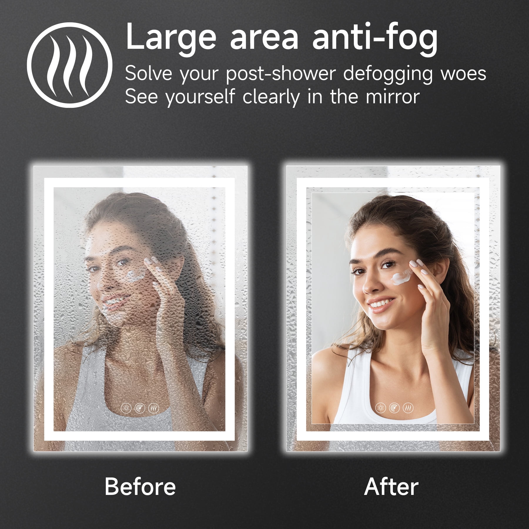 BALUXCA 24"X32" LED Bathroom Mirror with Radar body sensing，Front&Back Lights, Anti-Fog, Dimmable, 3-Color Memory Function，HD Tempered Glass UL-Listed Driver
