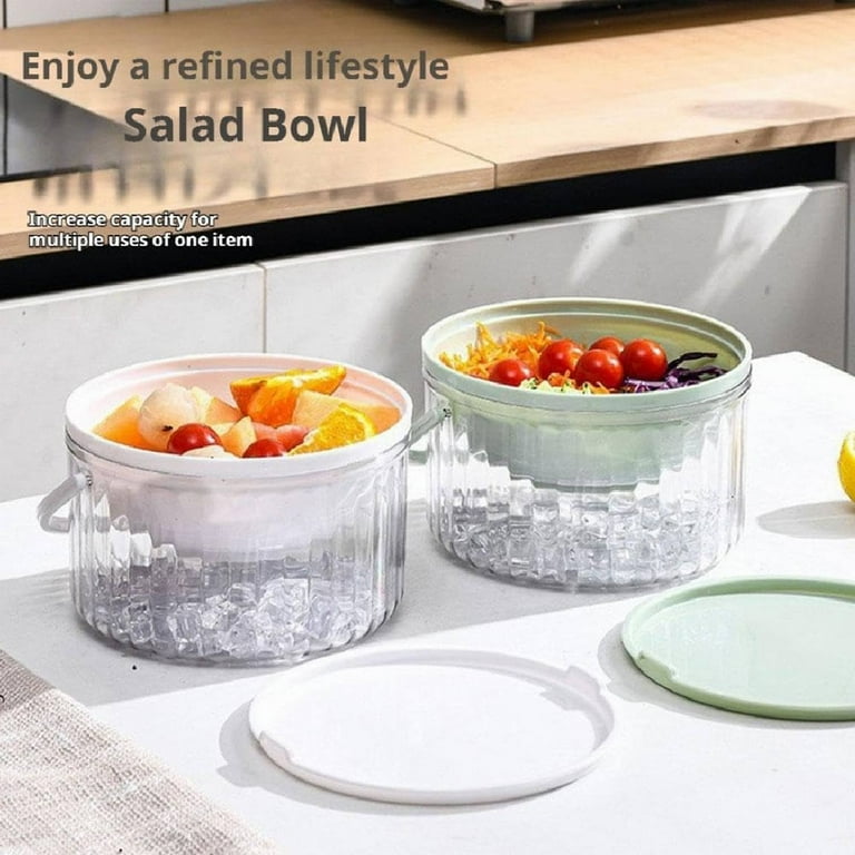 ZMKIAG Ice Chiller Bowl with Separate Detachable Lids, Plastic Ice