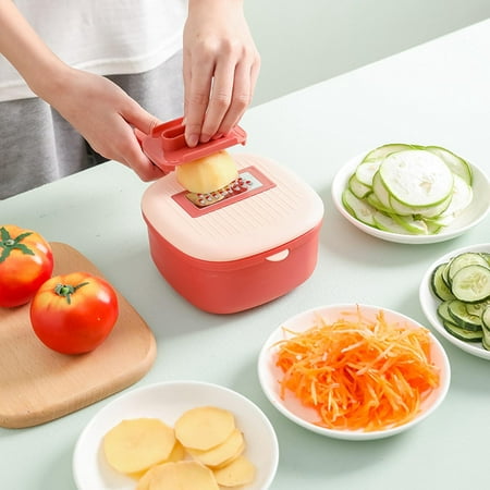 

Vegetable Chopper Easy to Operate Slices Quick Grater wholesome Slicer Cutter Grater Shredders with Strainer for Kitchen Potato Cucumber Onion pink
