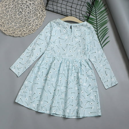

Cathalem Sweater Dress Toddler Girls Toddler Kids Girls Floral Prints Long Sleeves Beach Dress Princess Tween Easter Dress Dress Light Blue 5-6 Years