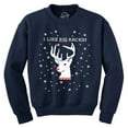 thumbnail image 1 of I Like Big Racks Funny Unisex Hunting Ugly Christmas Crew Neck Sweatshirt (Navy) - 3XL, 1 of 3