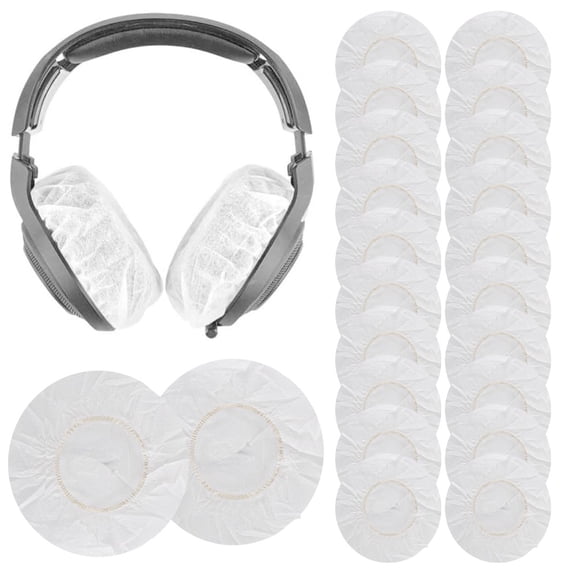 100Pcs White Non-Woven Sanitary Headphone Ear Cover, Disposable Super Stretch Covers Washable, for Most On Ear Headphones Earpads (Excluding headphones )