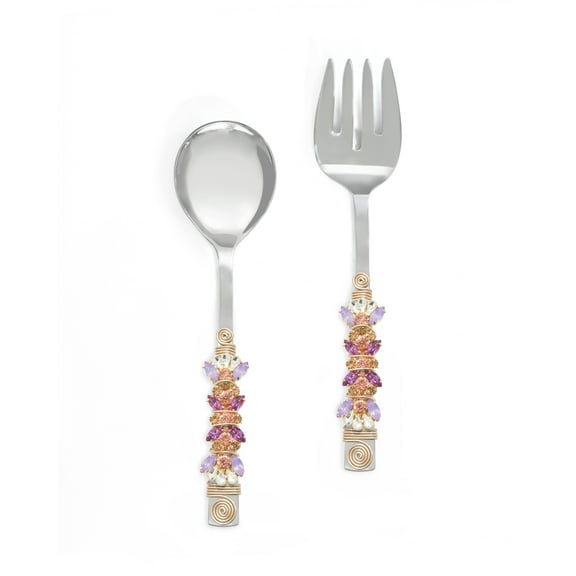 Yo Treasure Tiramisu All The Pinks Stainless Steel Pink Purple Salad Server Set, Pack of 2
