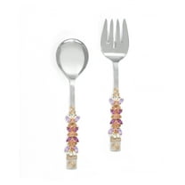 Yo Treasure Tiramisu All The Pinks Stainless Steel Pink Purple Salad Server Set, Pack of 2