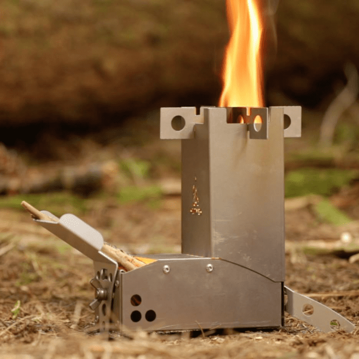 Hot Ash Mini Wood Burning Titanium and Aluminum, 1 Pound Rocket Stove