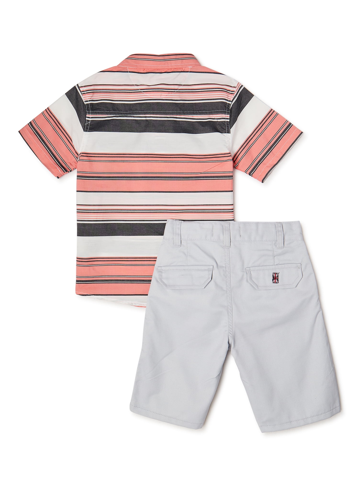 English Laundry Boys Sleeve Striped Woven Shirt and Short Set