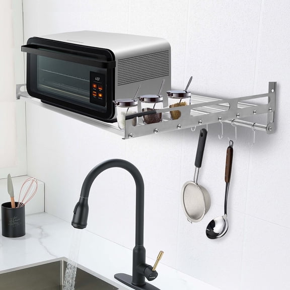 Microwave Oven Rack Wall Mount Oven Bracket Stainless Steel Cooker Holder Shelf Microwave Rack 23.6"*15.7"*5.5"
