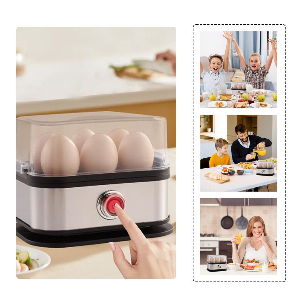 Electric Egg Cooker 6-Capacity, Auto Shut-Off Egg Boiler with Steam Poacher & Omelet Function for Home, Dorm, Office