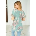 thumbnail image 4 of White Birch Womens Floral Print Short Sleeve Knit Top (Sage, Small), 4 of 5