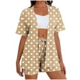thumbnail image 2 of PNTUTB Women's Fashion Polka Dot Casual Short Sleeve Cardigan with Elastic Waist Drawstring Shorts Loose Comfort Set, 2 of 6