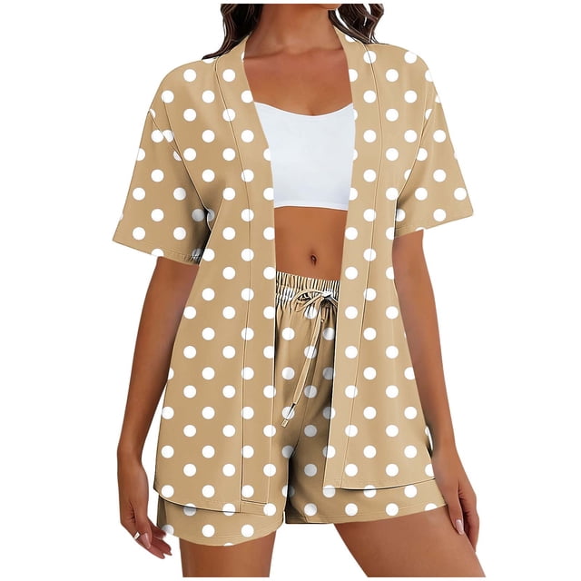 Mujeres largo cardigan con bolsillos estilo de moda suelto no posicionamiento impreso manga corta y pantalones cortos conjunto de bolsillo sudadera y pantalones conjunto para mujeres