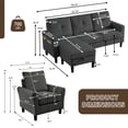 thumbnail image 7 of Soscana Sectional Sofa Set with Storage Ottoman and Accent Chair,Living Room 3 Seat L Shaped Couch and Single Chair Armchair,Living Room Furniture Set for Home Apartment Office Studio, 7 of 7