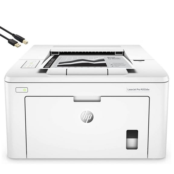 HP Laserjet Pro M203dw Single-Function Wireless Monochrome Laser Printer for Home Office - Print Only - 30 ppm, 1200 x 1200 dpi, 8.5 x 14, Auto Duplex Printing, Ethernet, 4 Feet USB Printer Cable