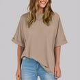thumbnail image 4 of AherBiu Oversized Tops for Women T Shirts Summer Casual Loose Drop Shoulder 1/2 Sleeve Basic Top Tees, 4 of 6